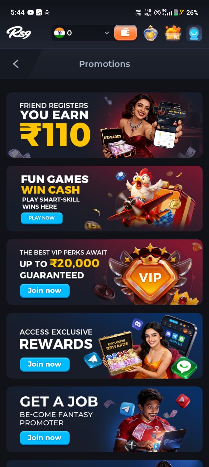 RS9 Game bonus offers, promotions and rewards